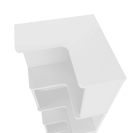 Estante de canto 63,5 x 45 x 175 cm - Estante multifuncional, luz LED, controlo remoto, 5 prateleiras - Branco