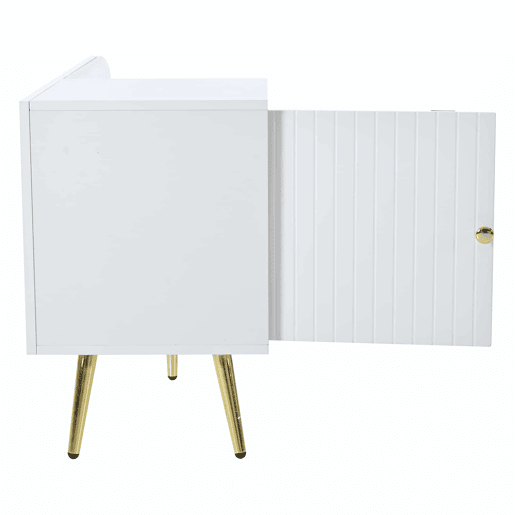 Sapateira - com banco e 2 compartimentos - com pegas e pés metálicos - estilo moderno - Branco