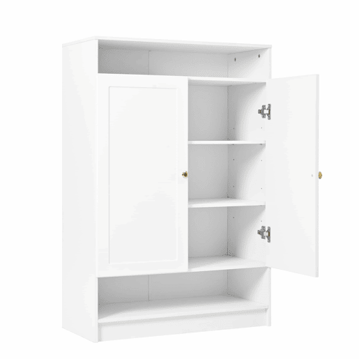 Sapateira moderna 73x34x109 cm - com prateleiras ajustáveis, 2 portas, puxadores dourados - branca Sapateira moderna 73x34x109 cm - com prateleiras ajustáveis, 2 portas, puxadores dourados - branca