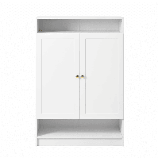 Sapateira moderna 73x34x109 cm - com prateleiras ajustáveis, 2 portas, puxadores dourados - branca Sapateira moderna 73x34x109 cm - com prateleiras ajustáveis, 2 portas, puxadores dourados - branca