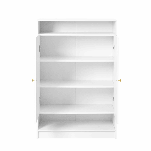 Sapateira moderna 73x34x109 cm - com prateleiras ajustáveis, 2 portas, puxadores dourados - branca Sapateira moderna 73x34x109 cm - com prateleiras ajustáveis, 2 portas, puxadores dourados - branca