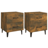 Soluna Home - Mesas de cabeceira Madeira trabalhada e metal 2 piezas 40 x 35 x 47,5 cm