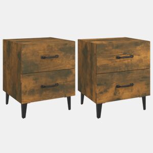 Soluna Home - Mesas de cabeceira Madeira trabalhada e metal 2 piezas 40 x 35 x 47,5 cm