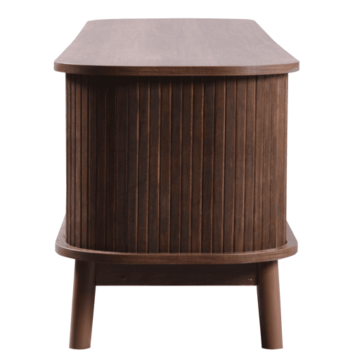 Suporte para TV em madeira maciça e rotim 170 cm - 2 gavetas e 2 portas - estilo rústico - castanho