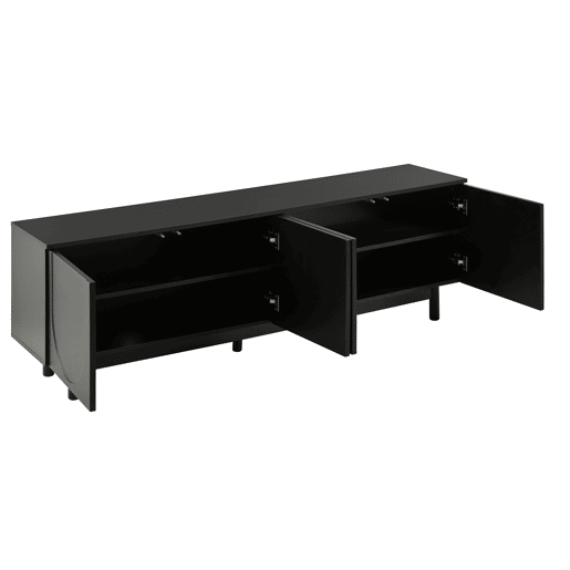 Suporte de TV moderno - com prateleiras ajustáveis - em aglomerado de partículas - Preto Suporte de TV moderno - com prateleiras ajustáveis - em aglomerado de partículas - Preto