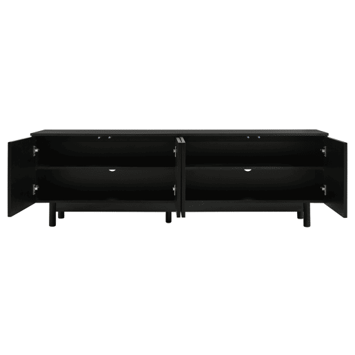Suporte de TV moderno - com prateleiras ajustáveis - em aglomerado de partículas - Preto Suporte de TV moderno - com prateleiras ajustáveis - em aglomerado de partículas - Preto