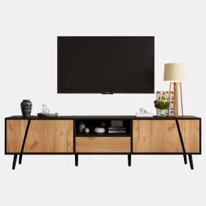 Móvel de TV 180x40x46 cm - Com gavetas e 2 armários - Minimalista com 6 pés de madeira maciça