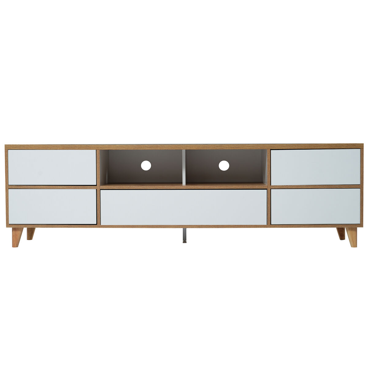 mueble tv 175cm - 5 puertas  2 compartimentos - estilo contemporaneo - natural  blanco