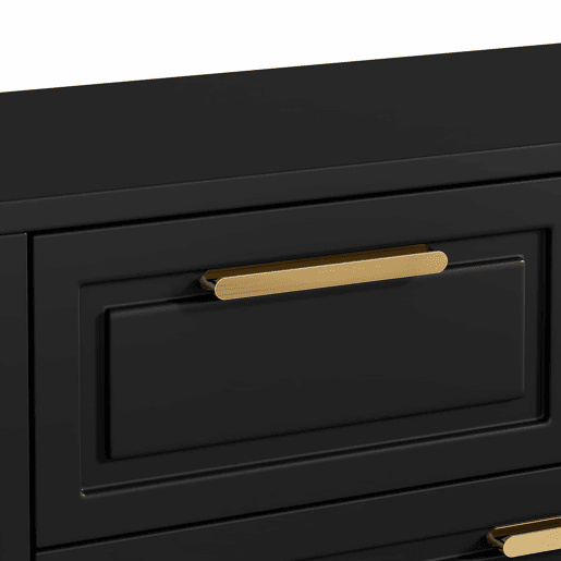 Sapateira moderna 95x24x107 cm - com prateleiras ajustáveis, puxadores dourados, gavetas e portas - Preto