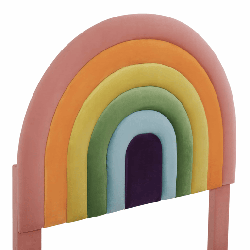 Cama de veludo para criança - 90x200 cm - com cabeceira colorida ajustável - Rosa