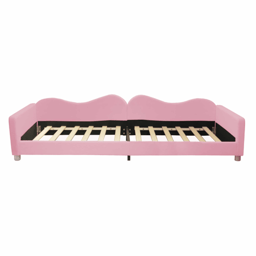 Sofá-cama 90x200 cm em tecido felpudo francês - com estrado de molas - Rosa Sofá-cama 90x200 cm em tecido felpudo francês - com estrado de molas - Rosa
