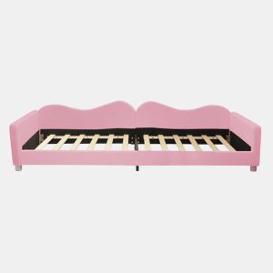 Sofá-cama 90x200 cm em tecido felpudo francês - com estrado de molas - Rosa