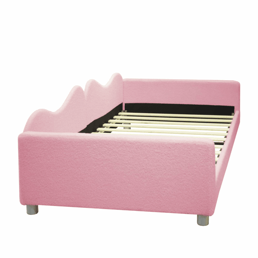 Sofá-cama 90x200 cm em tecido felpudo francês - com estrado de molas - Rosa Sofá-cama 90x200 cm em tecido felpudo francês - com estrado de molas - Rosa