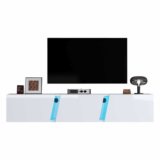 Móvel de TV 180x35x30 cm - Lowboard com LED - Branco