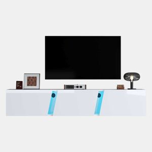 Móvel de TV 180x35x30 cm - Lowboard com LED - Branco