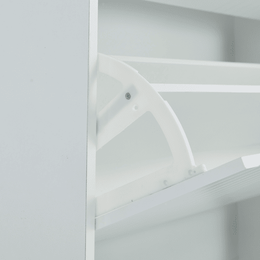 Sapateira estreita 80x23,5x123,5 cm - 3 portas, 6 compartimentos, ajustável, com dispositivo anti-capotamento - Branco Sapateira estreita 80x23,5x123,5 cm - 3 portas, 6 compartimentos, ajustável, com dispositivo anti-capotamento - Branco