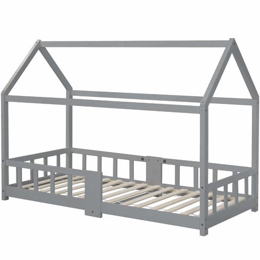 Cabine-cama 90x200 cm em madeira maciça - com ardósia - Cinzento