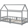 Cabine-cama 90x200 cm em madeira maciça - com ardósia - Cinzento