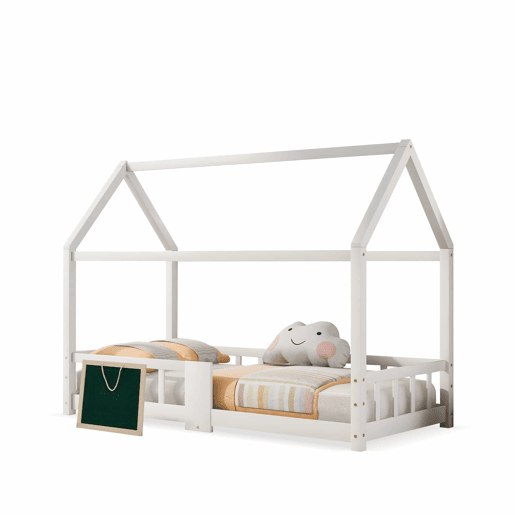 Cabine-cama 90x200 cm em madeira maciça - com ardósia - Branco