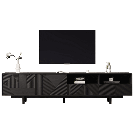 Armário TV 200 cm - com 3 compartimentos e 2 gavetas - Capacidade máxima TV 90u201D - Preto Armário TV 200 cm - com 3 compartimentos e 2 gavetas - Capacidade máxima TV 90u201D - Preto