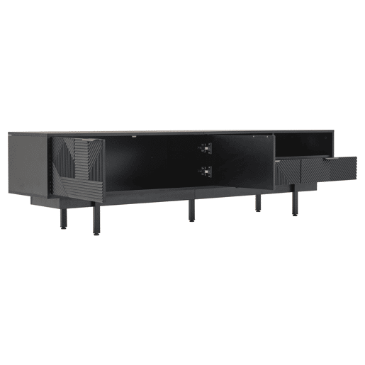 Armário TV 200 cm - com 3 compartimentos e 2 gavetas - Capacidade máxima TV 90u201D - Preto Armário TV 200 cm - com 3 compartimentos e 2 gavetas - Capacidade máxima TV 90u201D - Preto
