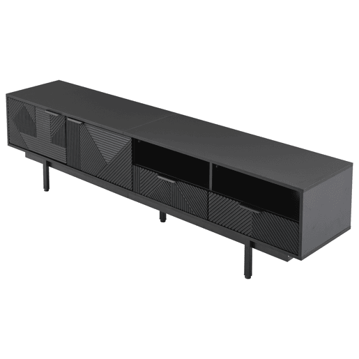 Armário TV 200 cm - com 3 compartimentos e 2 gavetas - Capacidade máxima TV 90u201D - Preto Armário TV 200 cm - com 3 compartimentos e 2 gavetas - Capacidade máxima TV 90u201D - Preto