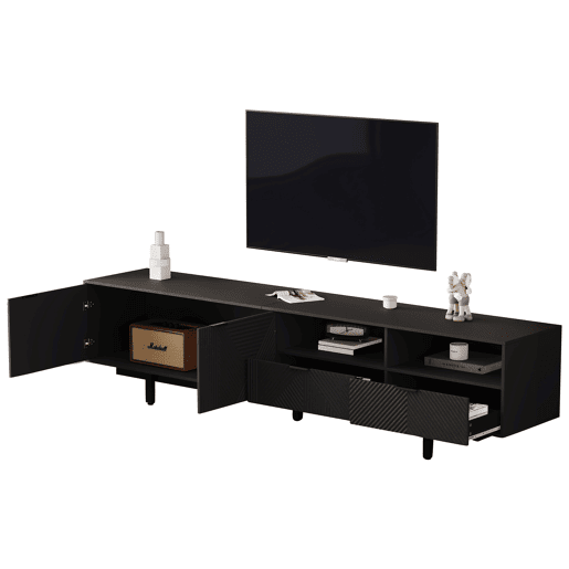 Armário TV 200 cm - com 3 compartimentos e 2 gavetas - Capacidade máxima TV 90u201D - Preto Armário TV 200 cm - com 3 compartimentos e 2 gavetas - Capacidade máxima TV 90u201D - Preto