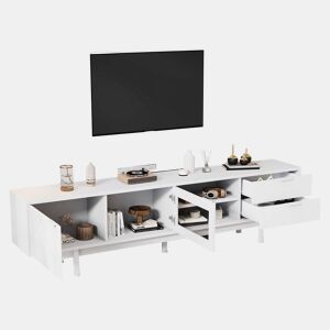 Móvel de TV 200x40x50,5 cm - Lowboard com 2 portas e 2 gavetas, suporte para TV com grande capacidade de armazenamento - Branco