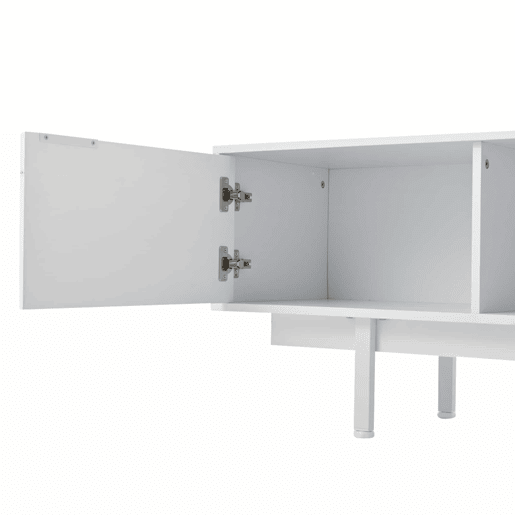 Móvel de TV 200x40x50,5 cm - Lowboard com 2 portas e 2 gavetas, suporte para TV com grande capacidade de armazenamento - Branco Móvel de TV 200x40x50,5 cm - Lowboard com 2 portas e 2 gavetas, suporte para TV com grande capacidade de armazenamento - Branco