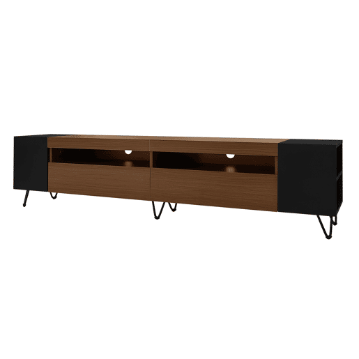 Móvel de TV moderno 180 cm - Design preto e madeira - Preto, Madeira