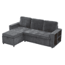 Chaise longue 3 lugares fixa reversível de tecido com armazenamento,cinza