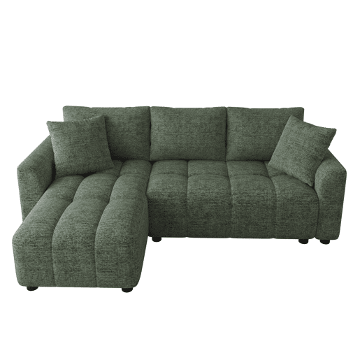 Chaise longue 3 lugares fixa reversível de tecido,verde