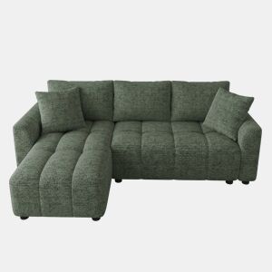 Chaise longue 3 lugares fixa reversível de tecido,verde