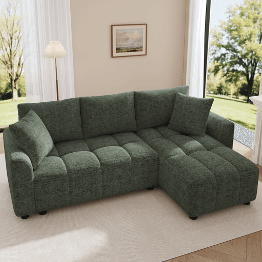 Chaise longue 3 lugares fixa reversível de tecido,verde