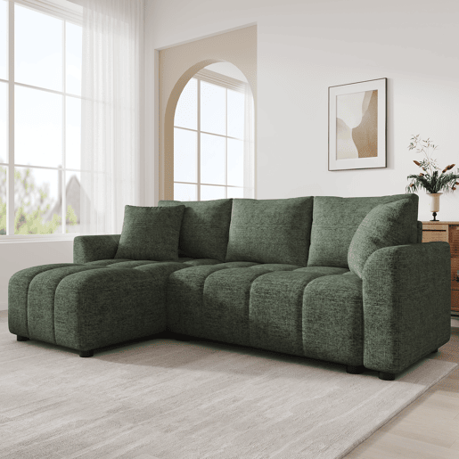 Chaise longue 3 lugares fixa reversível de tecido,verde