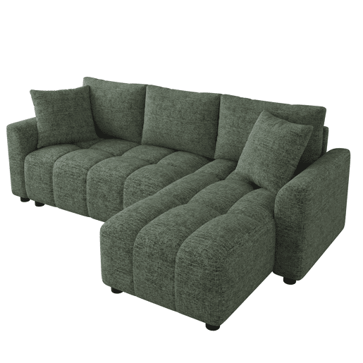 Chaise longue 3 lugares fixa reversível de tecido,verde
