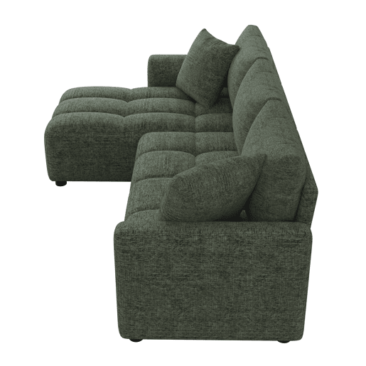Chaise longue 3 lugares fixa reversível de tecido,verde