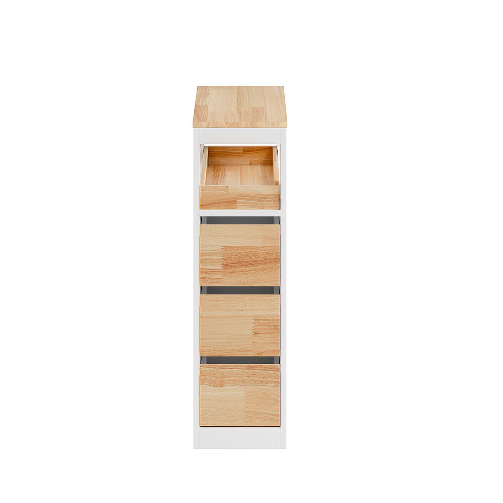 Sobuy | cajonera blanca con 4 cajones | mueble con ruedas para fácil movilidad | cajonera para baño y cocina en mdf | 65×23×82 cm | capacidad de carga 40 kg | bzr54-iii-wn