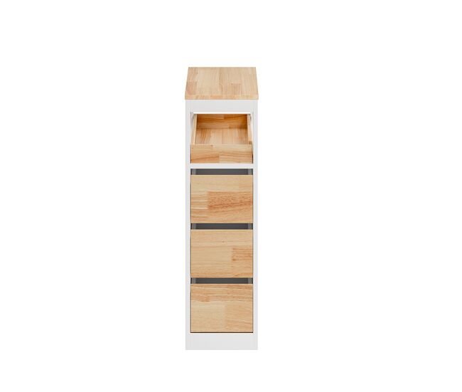 Sobuy | cajonera blanca con 4 cajones | mueble con ruedas para fácil movilidad | cajonera para baño y cocina en mdf | 65×23×82 cm | capacidad de carga 40 kg | bzr54-iii-wn