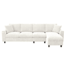 Chaise longue 4 lugares fixa reversível de tecido com armazenamento,bege