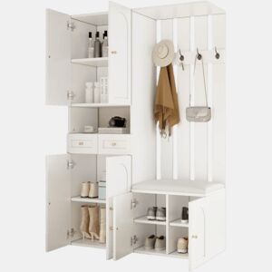 Móvel de entrada de painel de partículas com sapateira,branco