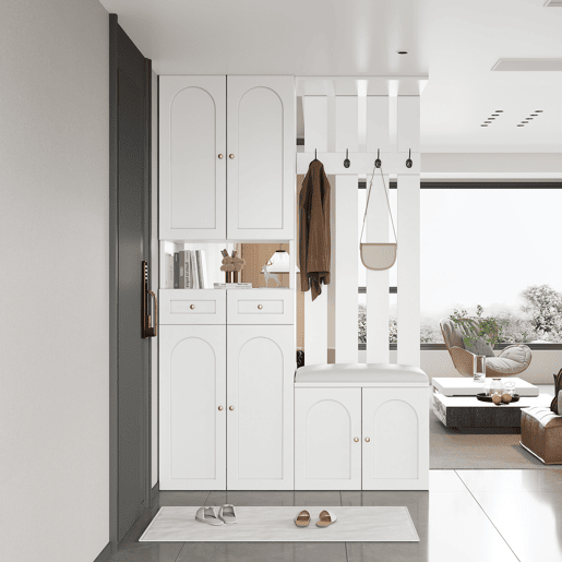 Móvel de entrada de painel de partículas com sapateira,branco