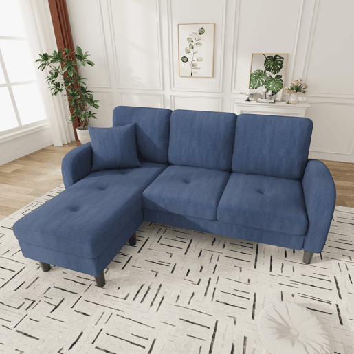Chaise longue 3 lugares fixa reversível de tecido,azul