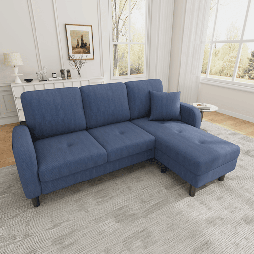 Chaise longue 3 lugares fixa reversível de tecido,azul