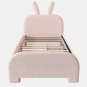 Cama de criança 90x200 cm com 2 gavetas - cabeceira em forma de coelho - Rosa