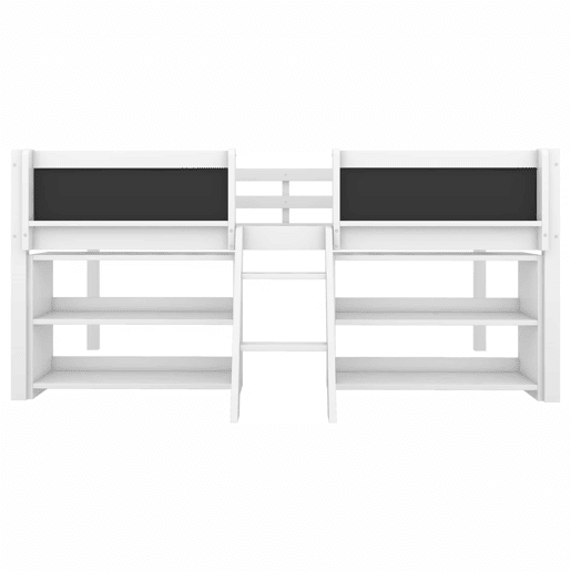 Cama de criança 90x200cm em madeira maciça - várias prateleiras - Branco (colchão não incluído)