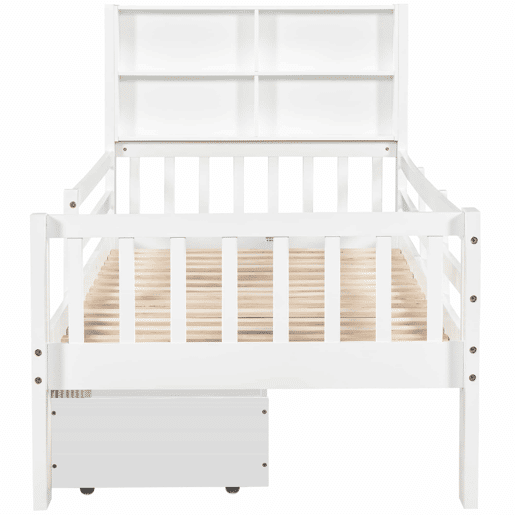 Cama infantil 90x200 - multifuncional com gavetas e quadro - branca