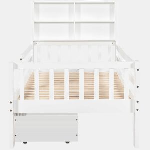Cama infantil 90x200 - multifuncional com gavetas e quadro - branca