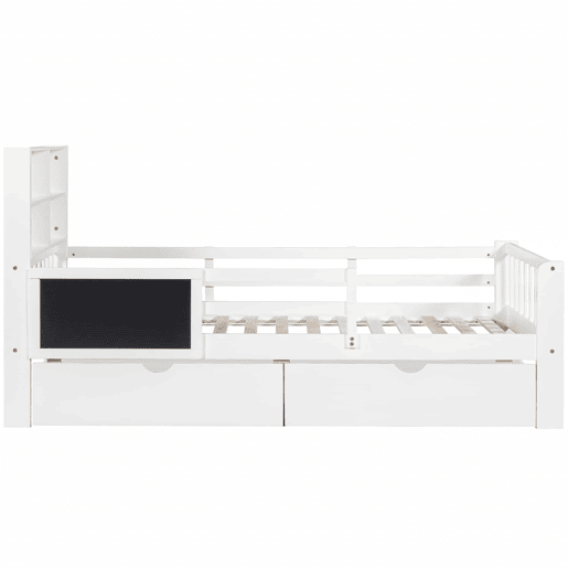 Cama infantil 90x200 - multifuncional com gavetas e quadro - branca