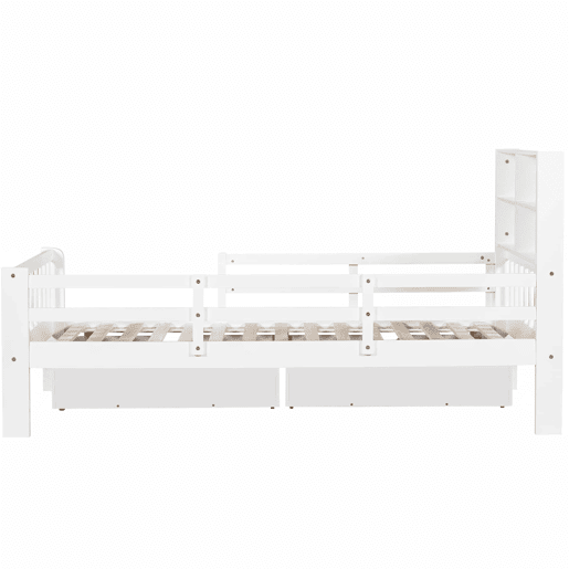 Cama infantil 90x200 - multifuncional com gavetas e quadro - branca